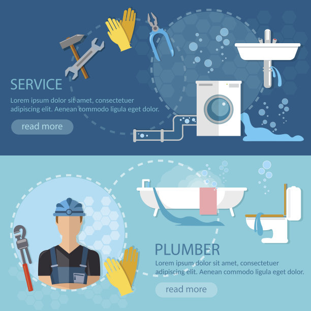 专业管道工横幅管道维修服务图片下载