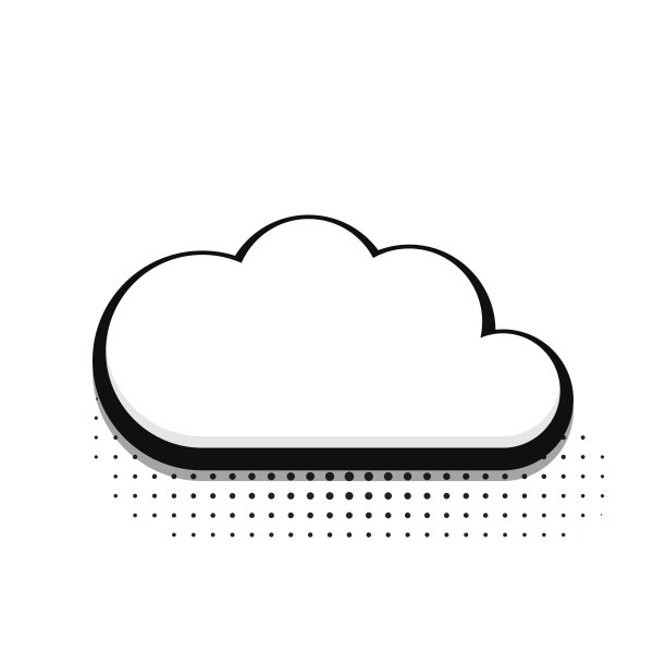 白色背景上的现代半色调云朵图标图片下载