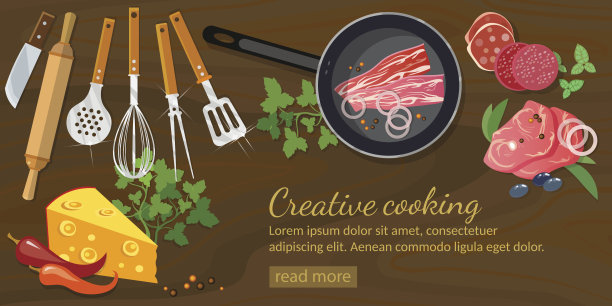 烹饪横幅俯视图图片下载