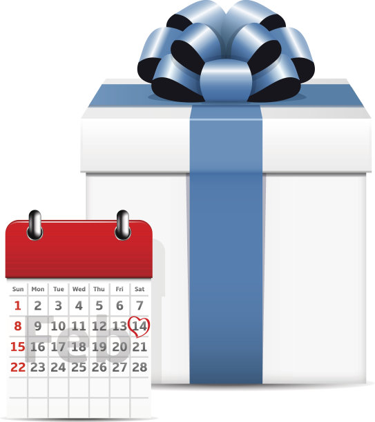情人节的日历与礼盒图片下载