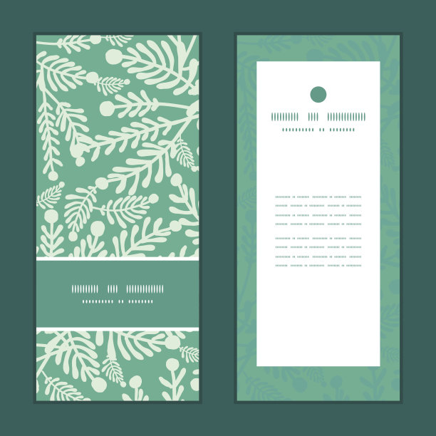 向量翠绿色植物垂直框架图案邀请贺卡图片下载