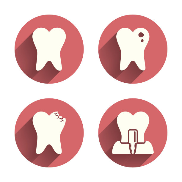 牙科保健图标。龋齿和植牙图片下载