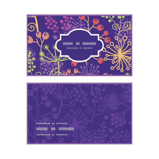 矢量彩色园林植物横框图案名片套图片下载