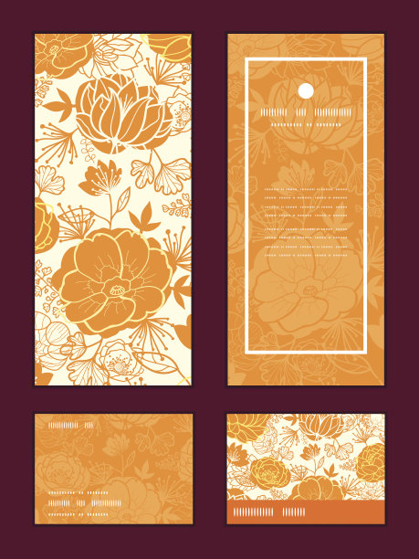 向量金艺术花垂直框图案请柬问候语，回帖图片下载
