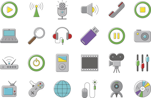 多媒体矢量图标的集合图片下载