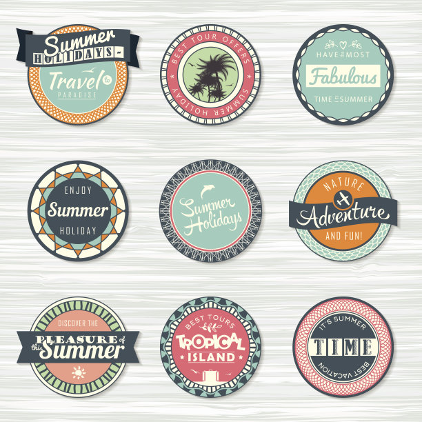 暑假、旅游、度假冒险标签模板集图片下载
