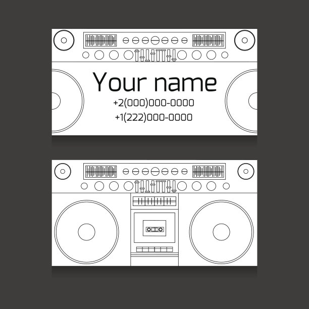 一套双面名片，供DJ、音乐制作人员使用。图片下载
