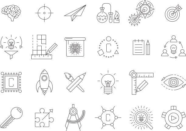 向量黑色工程图标集图片下载