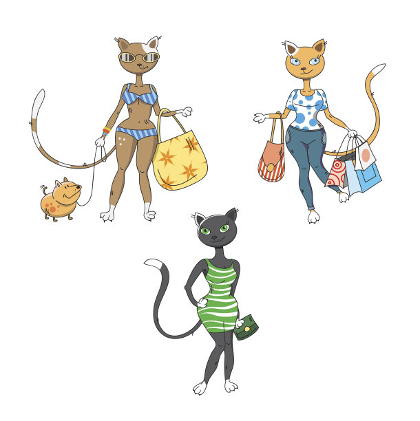 时尚的猫。图片下载