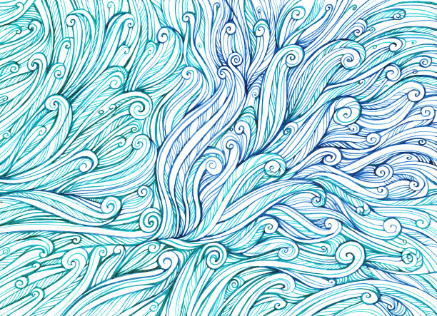 蓝色卷纹，波浪纹图片下载