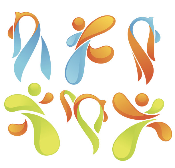 向量集合抽象活跃的人跳舞和做健身图片下载