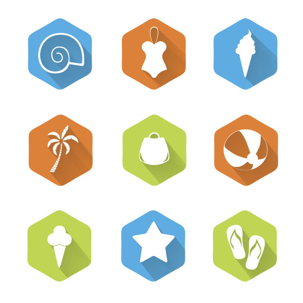 卷彩色夏季图标图片下载