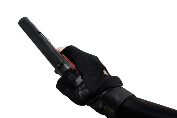 手握手枪上部视图。图片下载