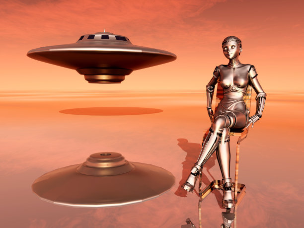 太空船和女机器人图片下载