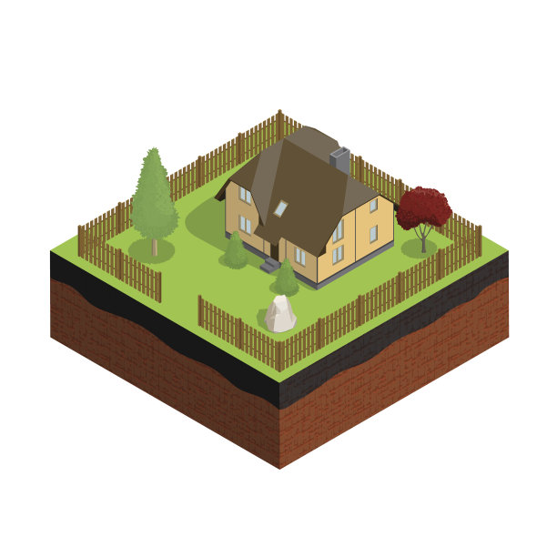 房屋地面横截面。3 d等距。图片下载