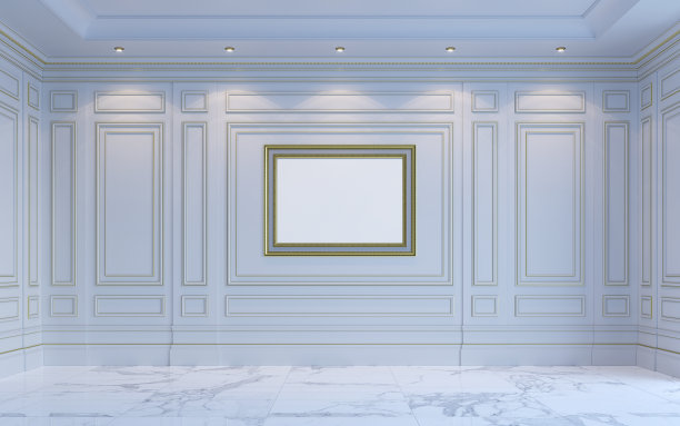 经典的室内设计采用浅色调。3 d渲染。图片下载