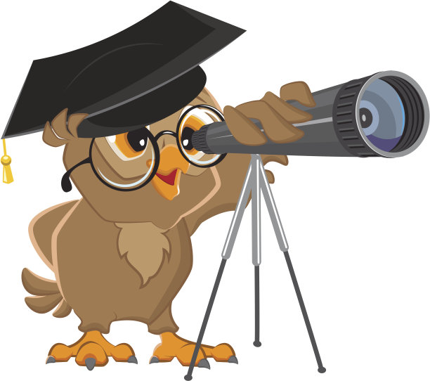 猫头鹰天文学家通过望远镜观察图片下载