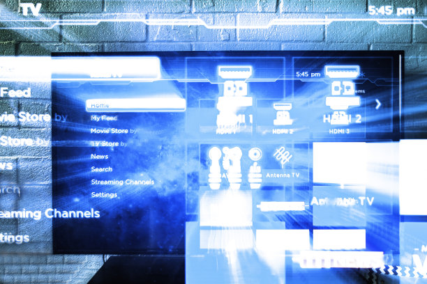 抽象高清电视放大与蓝色色调图片下载