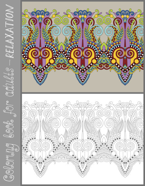 涂色书页为成人-花佩斯利设计图片下载