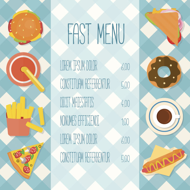 快餐菜单模板。图片下载