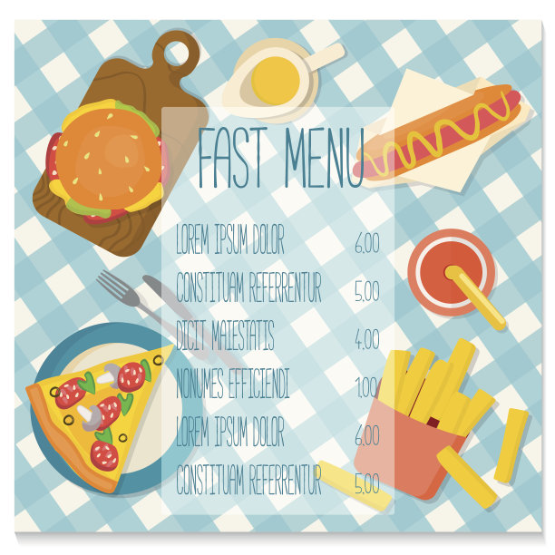 快餐菜单模板。图片下载