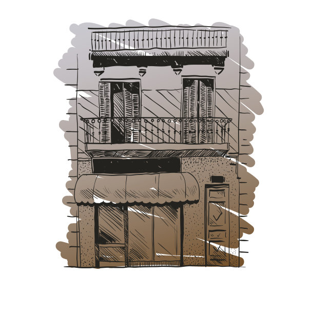 咖啡馆手绘，矢量插图图片下载