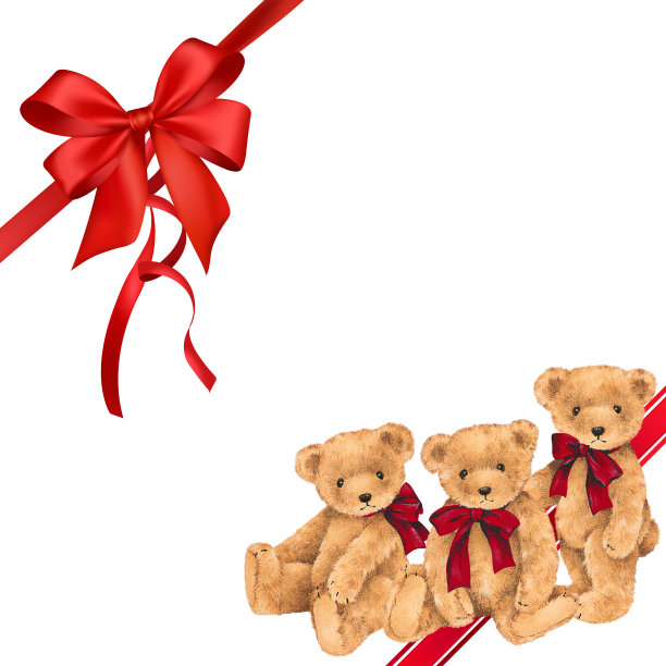 熊和缎带插图图片下载