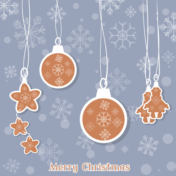 圣诞快乐，圣诞球和玩具矢量复古素材图片下载