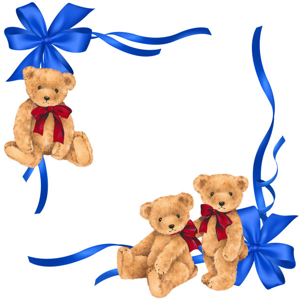 熊和缎带插图图片下载