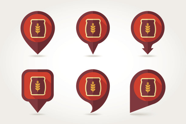 袋纹平面映射针图标与长阴影图片下载