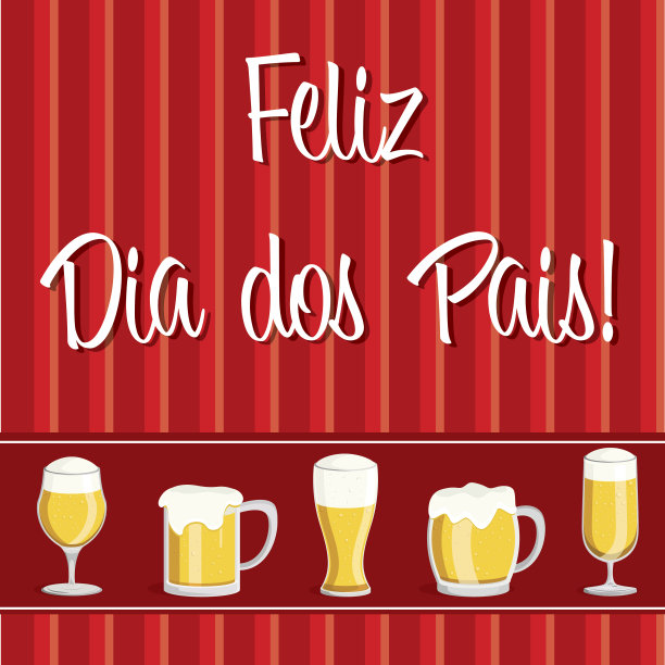 啤酒主题父亲节卡片矢量格式。图片下载