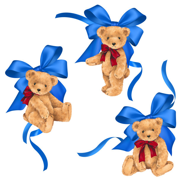 熊和缎带插图图片下载