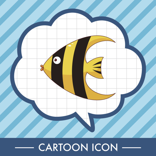 鱼动画主题元素向量，eps图片下载