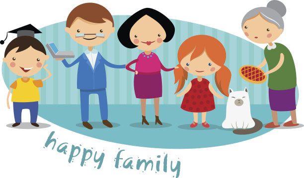 幸福家庭的插图。图片下载