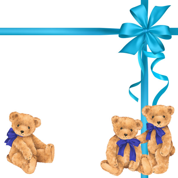 熊和缎带插图图片下载