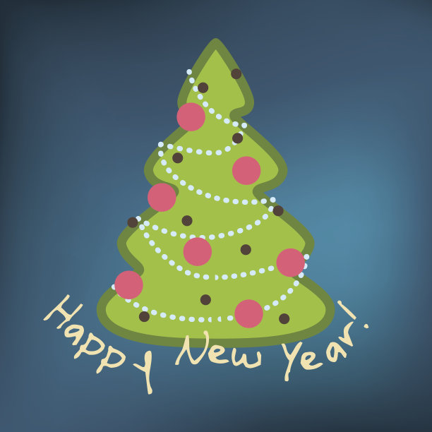 印有圣诞树和手写文字的明信片图片下载