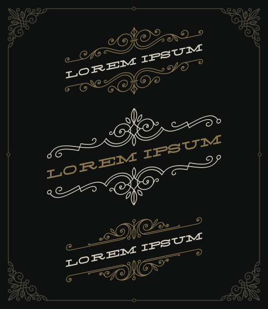 一套优雅的复古装饰标志和标志模板图片下载