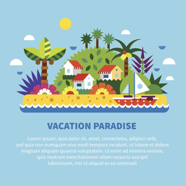 热带岛屿上的房子图片下载