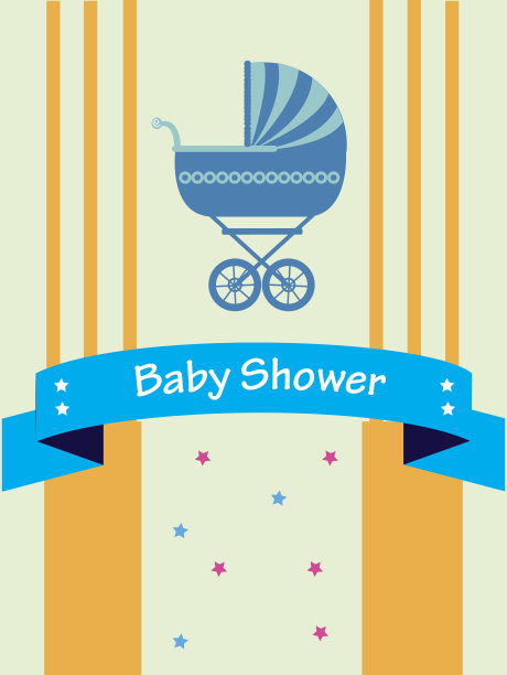 婴儿淋浴设计在黄色背景矢量插图图片下载