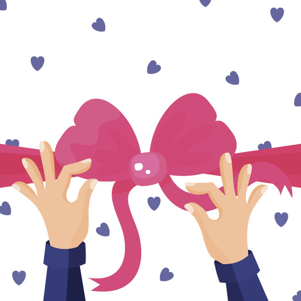 矢量插图的粉红色蝴蝶结和手图片下载