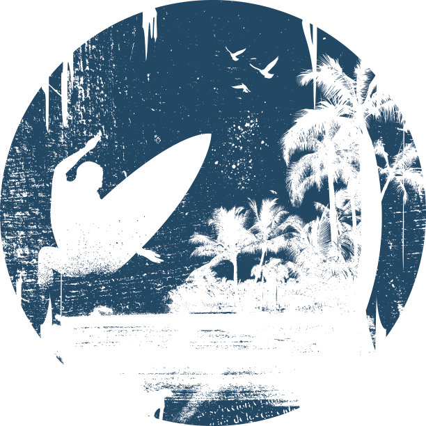 复古和垃圾冲浪圈与冲浪者图片下载