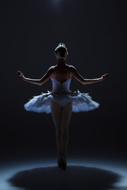 芭蕾舞女演员的肖像在芭蕾舞tatu在黑暗的背景图片下载