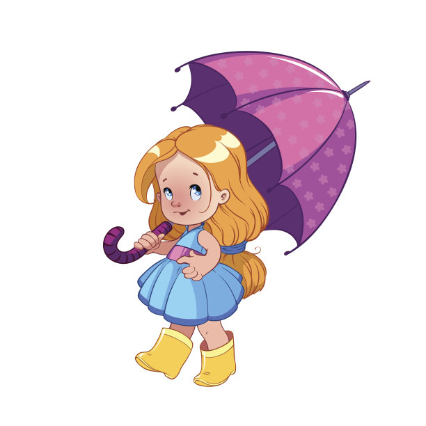 带伞的可爱小女孩图片下载