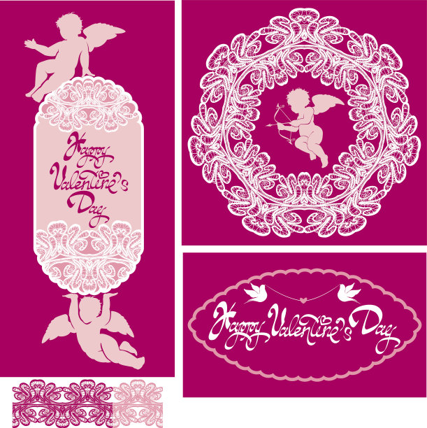 带着爱的节日贺卡。可爱的天使们，情人节快乐。图片下载