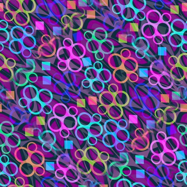 带有泡泡和方形元素的抽象装饰瓷砖图片下载