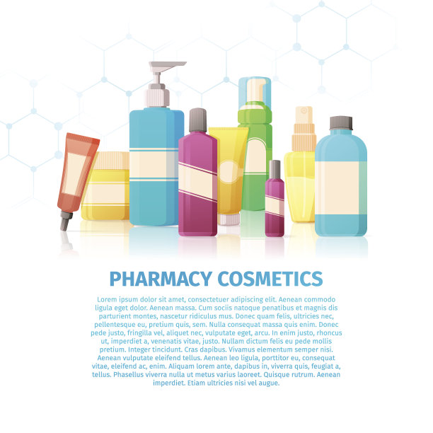 设计横幅模板，关于药店化妆品的海报。图片下载