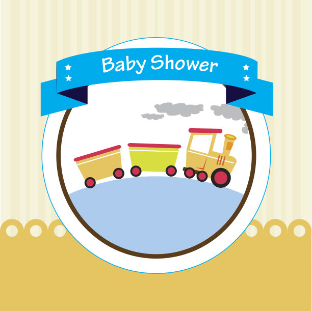 婴儿淋浴设计在米色背景矢量插图图片下载