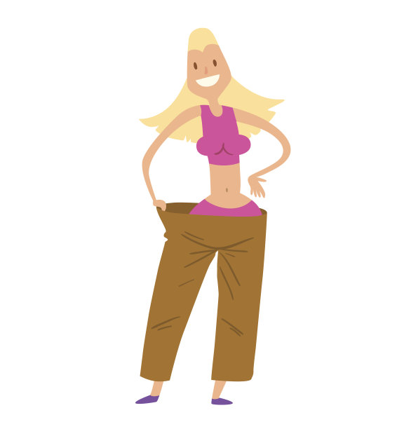 健康生活方式卡通肖像年轻的健身女孩在微笑图片下载