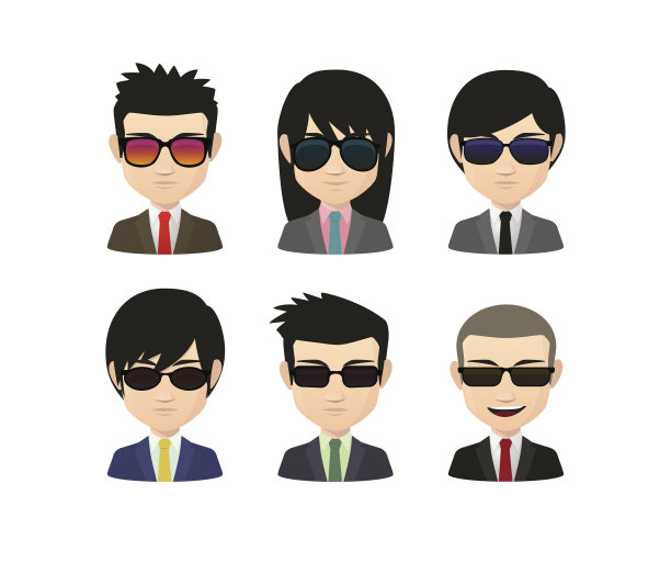 各种发型的亚洲男性角色都穿着sun g图片下载