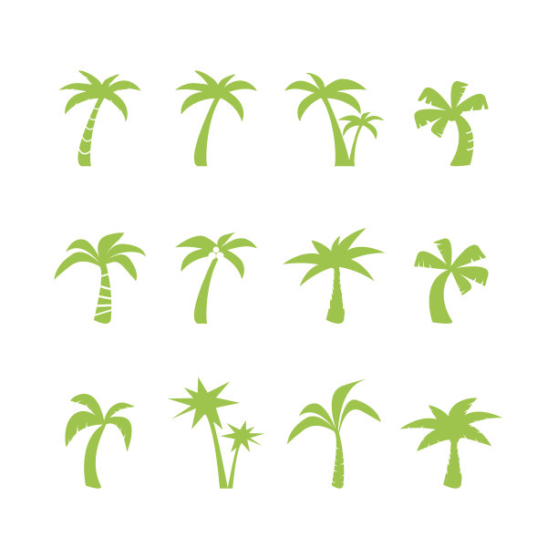 椰子树图标设置，向量eps10图片下载